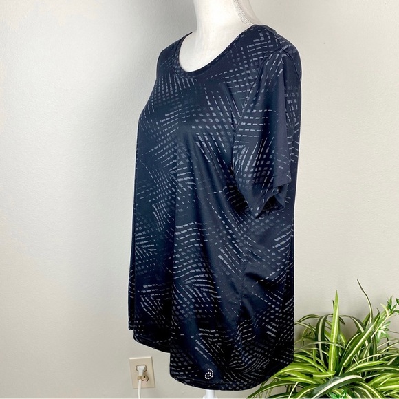 Be Inspired, Plus Size 2X Workout Activewear Top Black & Gray Scoop Neck EUC - Picture 5 of 7